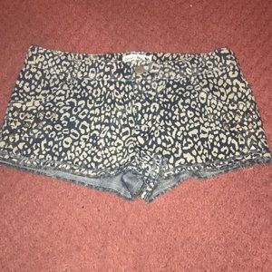 Cheetah print blue and white studded shorts